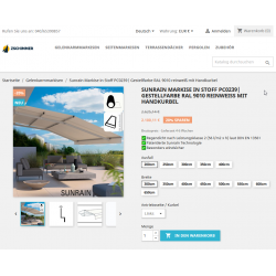 e-commerce Lösung Variantenplanung für Markisen Größenraster